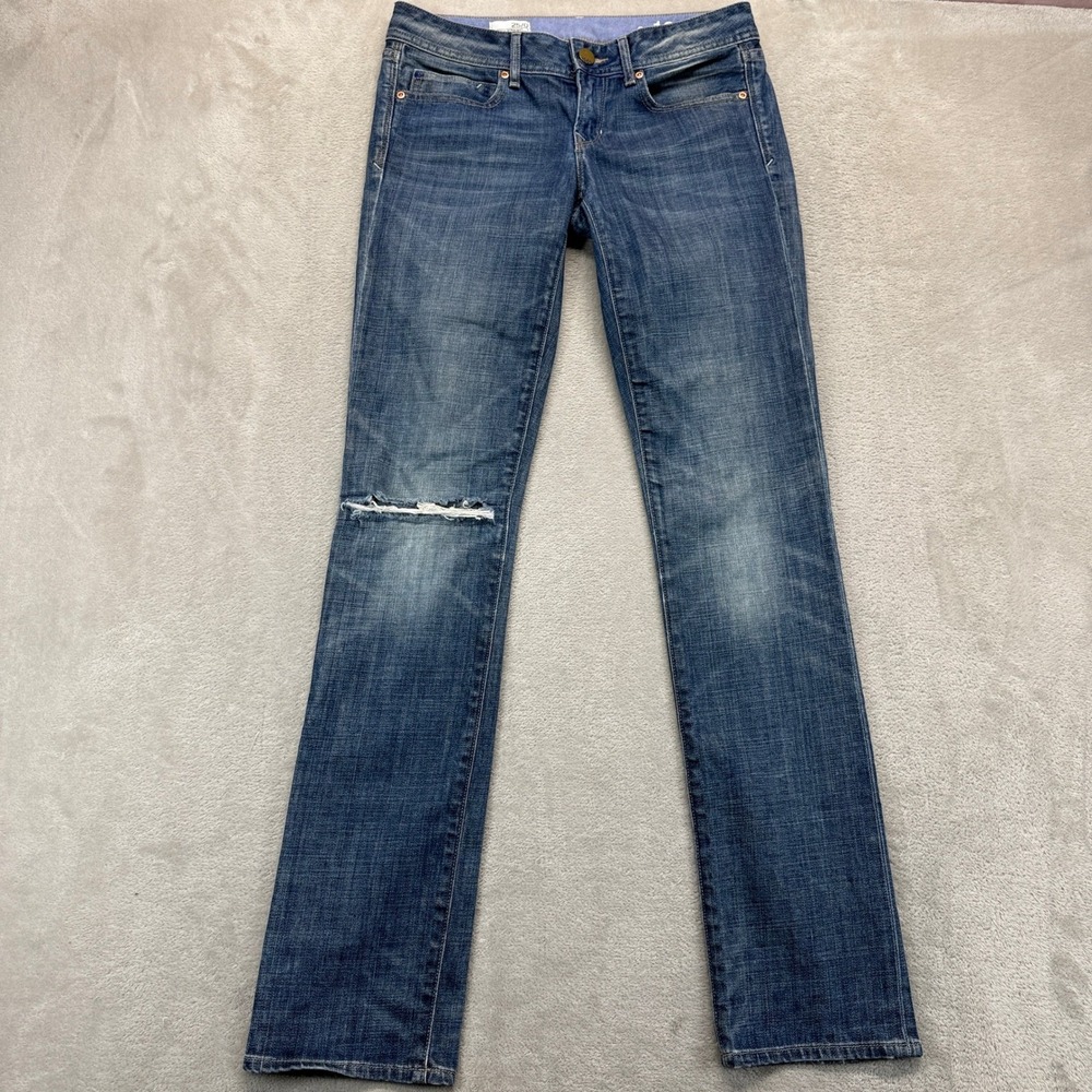Gap 1969 Jeans Women's 25/0 Real Straight Blue Distressed Knee Denim Medium Wash